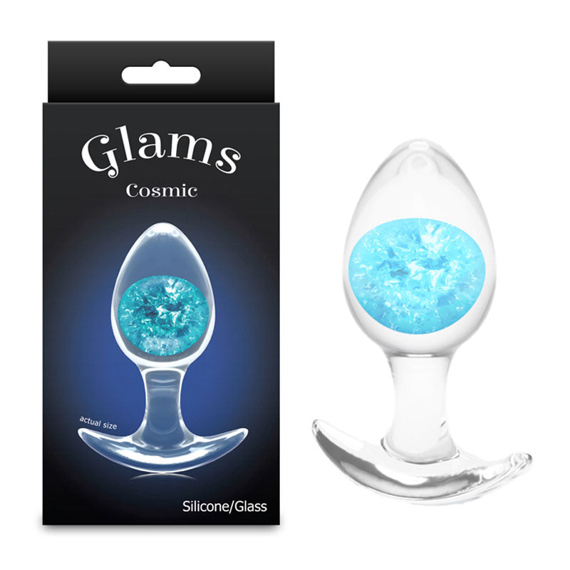 Glams Cosmic - Medium - Blue - Clear/Blue 9.5 cm Small Butt Plug NS Novelties